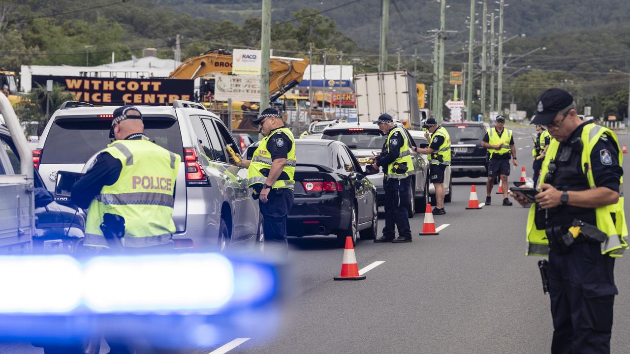 High-visibility police operation and RBT on Toowoomba Connection Rd at Withcott, part of Easter road safety campaign, Thursday, April 6, 2023. Picture: Kevin Farmer