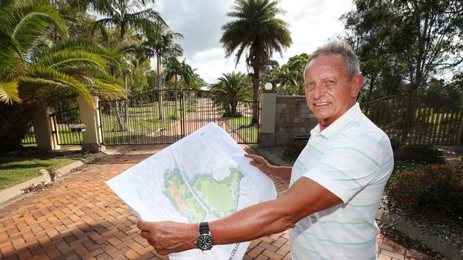 Arundel Estates spokesman and developer Dale Carroll with the plans he has for the former Arundel Hills Country Club site. Picture: Glenn Hampson