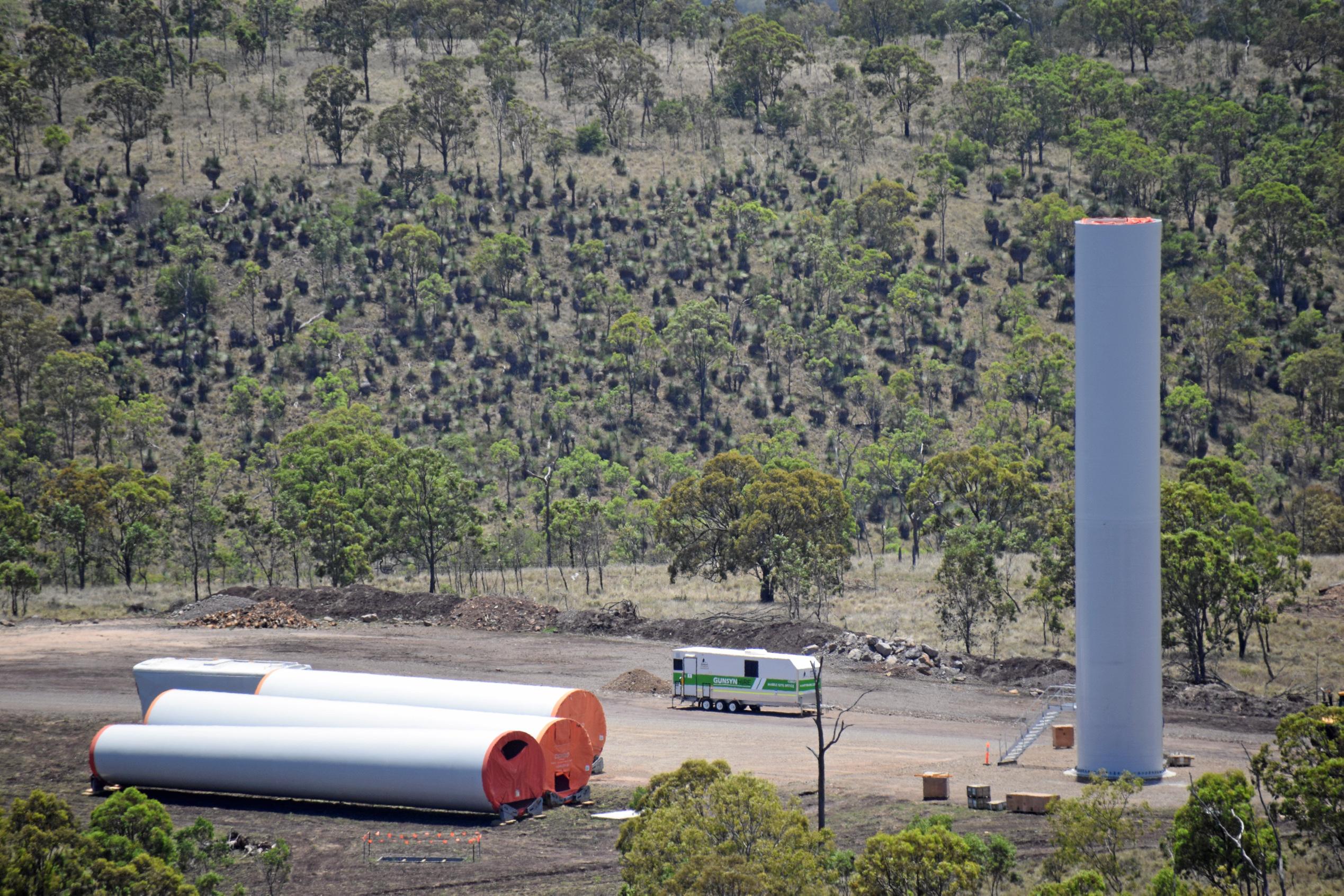 Location of one of the 123 wind turbines at Coopers Gap. Picture: Matt Collins