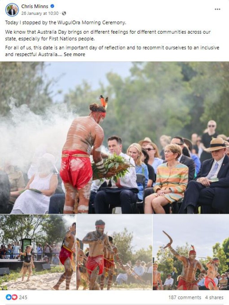 州长克里斯·明斯 (Chris Minns) 在 Facebook 上发布的澳大利亚国庆日帖子。图片：脸书