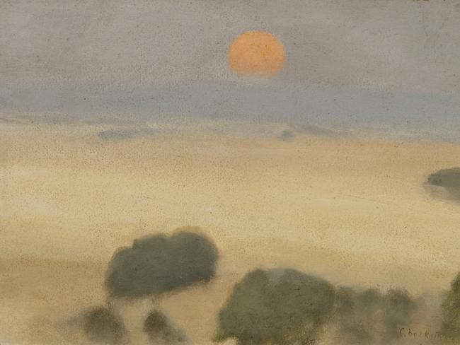 Summer fields, 1926, Naringal, Western District, Victoria, oil on board.