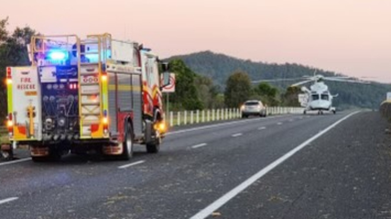 A man has been flown to a Sunshine Coast hospital following a horror crash on the Bruce Hwy at Federal on May 20.