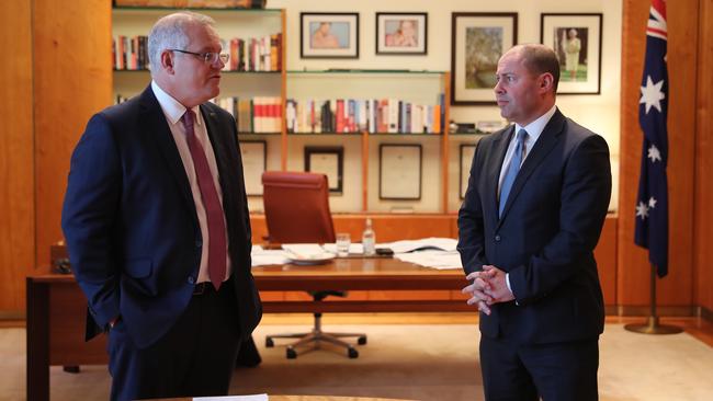 Australian Prime Minister Scott Morrison (left) and Treasurer Josh Frydenberg. Picture: Adam Taylor/PMO