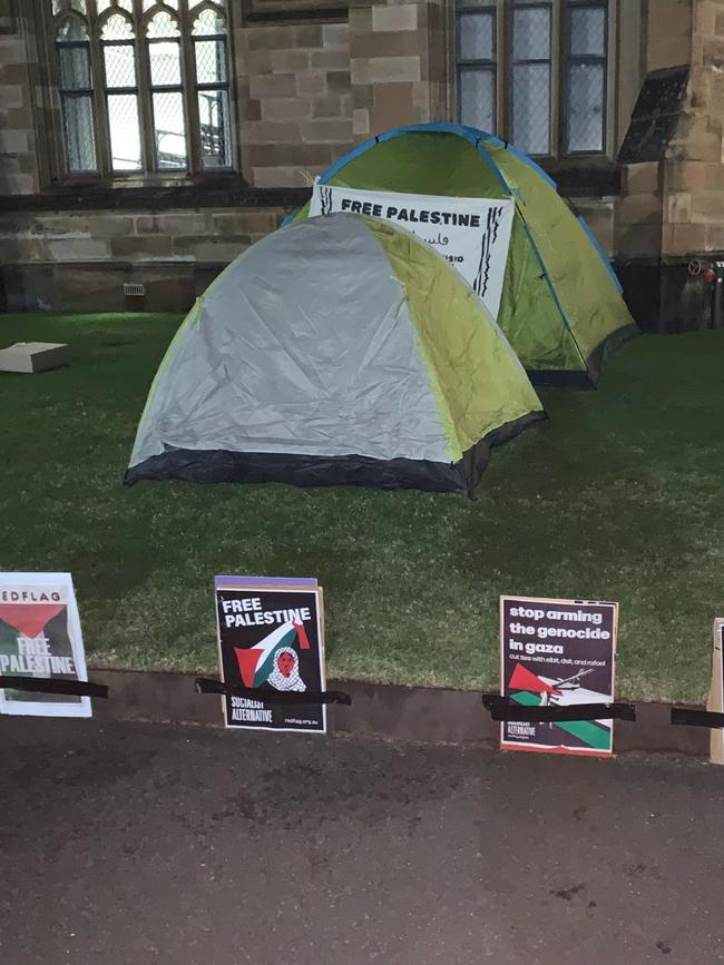 Tents were set up at the Camperdown campus.