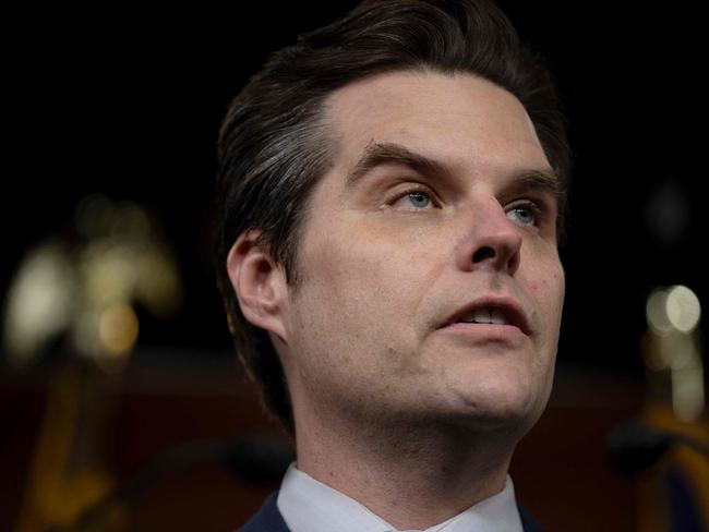 (FILES) US Representative Matt Gaetz (R-FL) speaks during a bipartisan press conference on Capitol Hill in Washington, DC, on November 30, 2023, to discuss the lack of unidentified aerial phenomena (UAP) transparency in the United States. A former US lawmaker who was Donald Trump's first pick to run the Justice Department paid for sex numerous times, including with an underage girl, according to a congressional report due for release later December 23, 2024. (Photo by Jim WATSON / AFP)