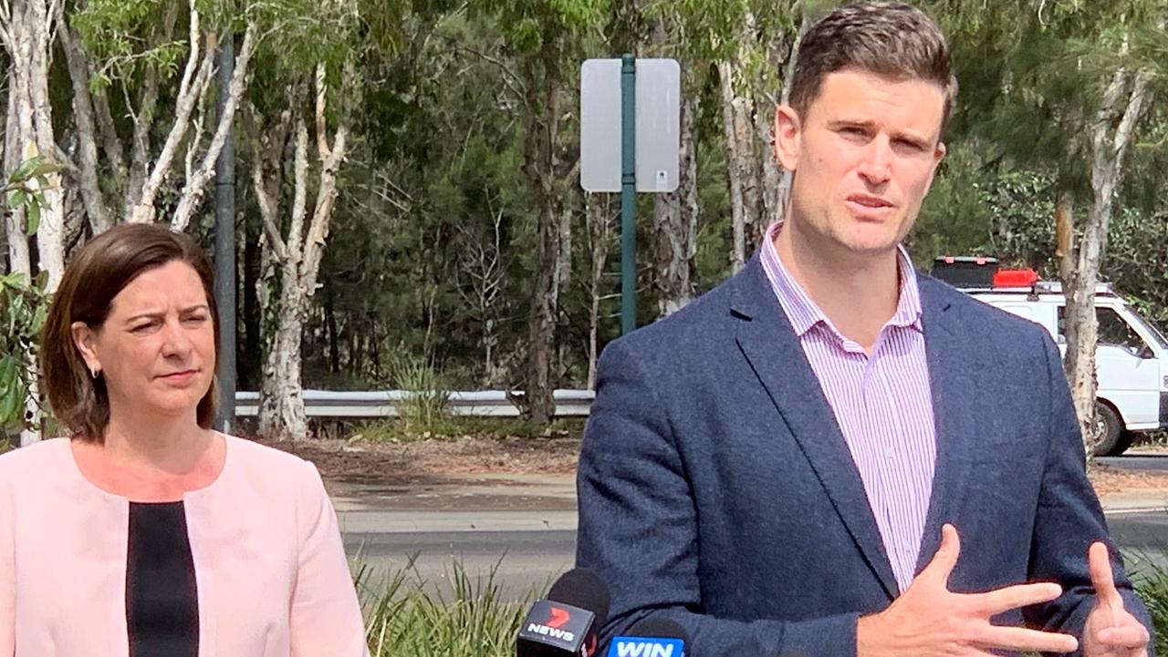 LNP leader Deb Frecklington with Noosa LNP candidate James Blevin. Mr Blevin will be seeking to claw back the seat from independent Sandy Bolton, who won the seat off former LNP member Glen Elmes in 2017.