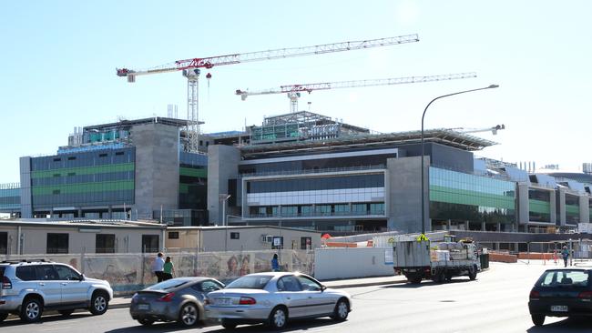 A work in progress. The technical finish date for the new Royal Adelaide Hospital has been pushed back from January, to April, 2016. Picture: Stephen Laffer