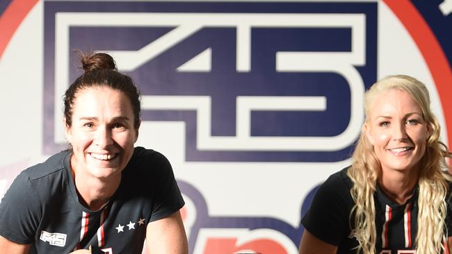 F45 senior trainers Emma Webb and Tara Wilson.