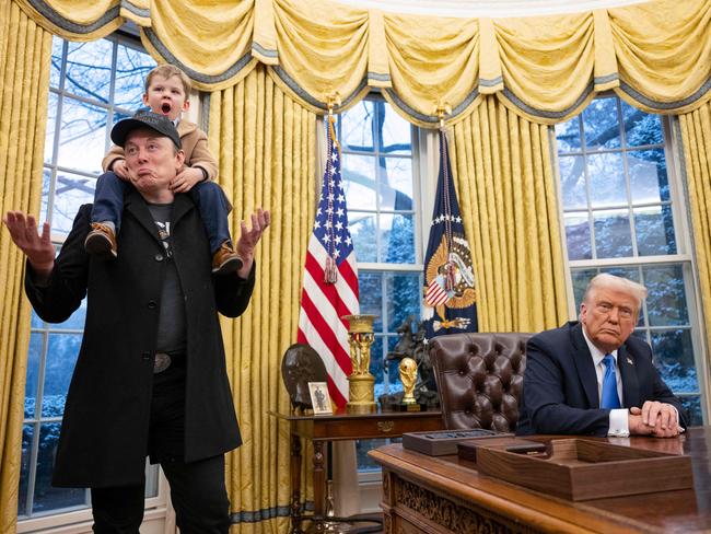 Won’t someone think of the children? Mr Musk’s son X was a White House regular. Picture: AFP
