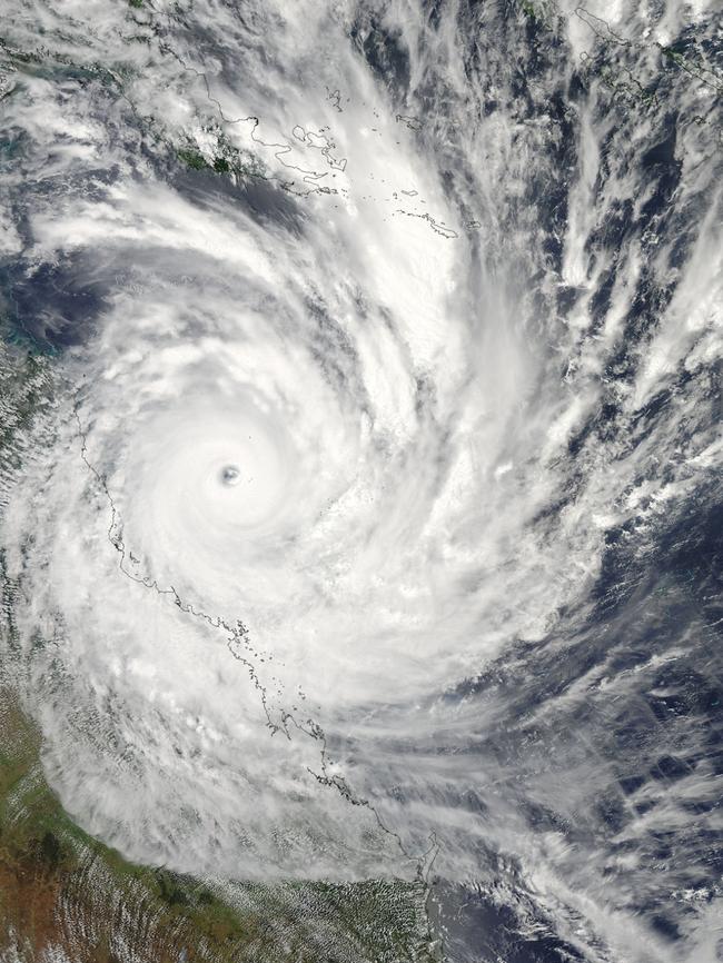 February 3, 2011 as Tropical Cyclone Yasi makes landfall in Queensland. Credit: NASA Goddard MODIS Rapid Response Team