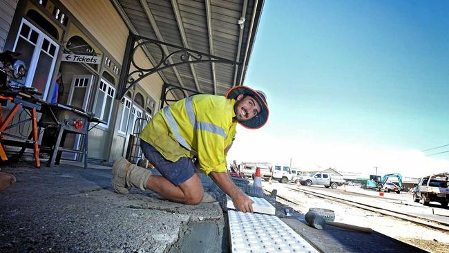 Tim Wyvill working on the Mary Valley Rattler station in Gympie. Picture: Renee Albrecht