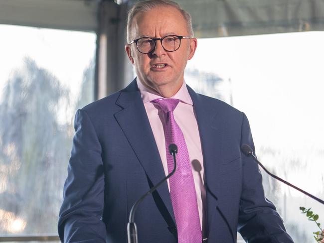 The Daily Telegraph Wednesday 1 January 2025Kirribilli House Prime Minister Anthony Albanese addresses the Australian and Indian cricket teams at kirribilli house .Picture Thomas Lisson