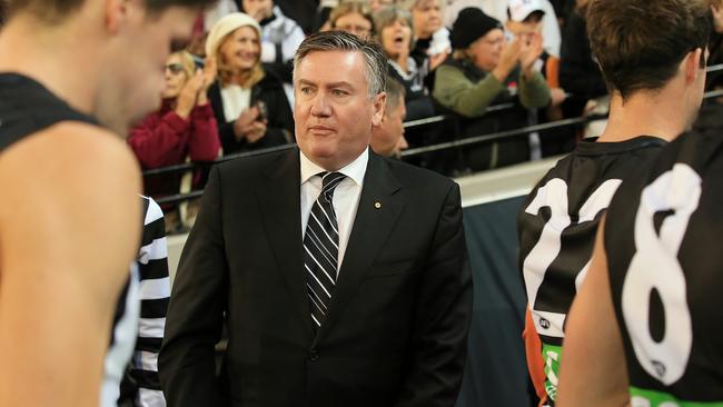 Eddie McGuire returned serve after he was called an “intellectual pygmy” by Sydney chairman Andrew Pridham. Picture: Wayne Ludbey