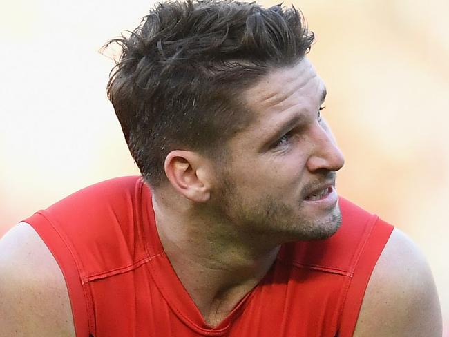 MELBOURNE, AUSTRALIA - JULY 01:  Jesse Hogan of the Demons looks dejected after losing the round 15 AFL match between the Melbourne Demons and the St Kilda Saints at Melbourne Cricket Ground on July 1, 2018 in Melbourne, Australia.  (Photo by Quinn Rooney/Getty Images)