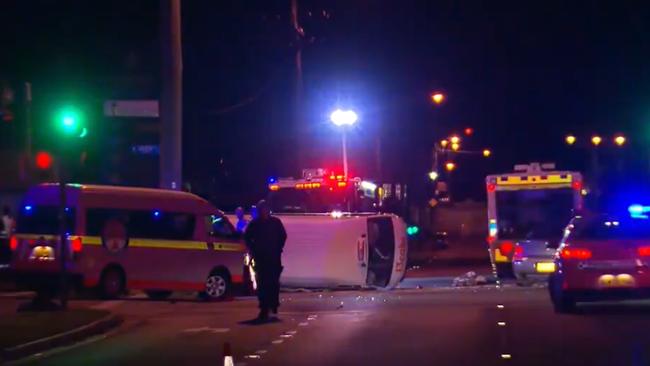 The Edgeworth crash put 10 people in hospital. Picture: 9 News