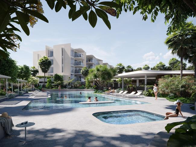Developing Queensland: Lewis Land is flipping the script on apartment amenities with its latest residential offering at Harbour Shoresdelivering access to a wellness precinct rivalling five-star resorts. A 25-metre lagoon style pool, tennis court, yoga studio and lawn, and community park are some of the world-class amenities provided to Palm House, the latest apartment collection within the first stage of the Harbour Shores masterplanned community on the northern Gold Coast.