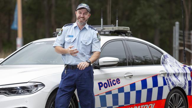 Senior Constable Jonathan Wright is back at work 16 hours a week, while recovering from the loss of his foot. Picture: Justin Lloyd.