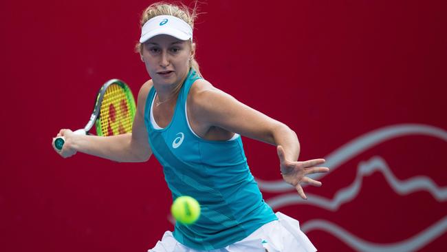 Australia's Daria Gavrilova hits a return against Jennifer Brady.