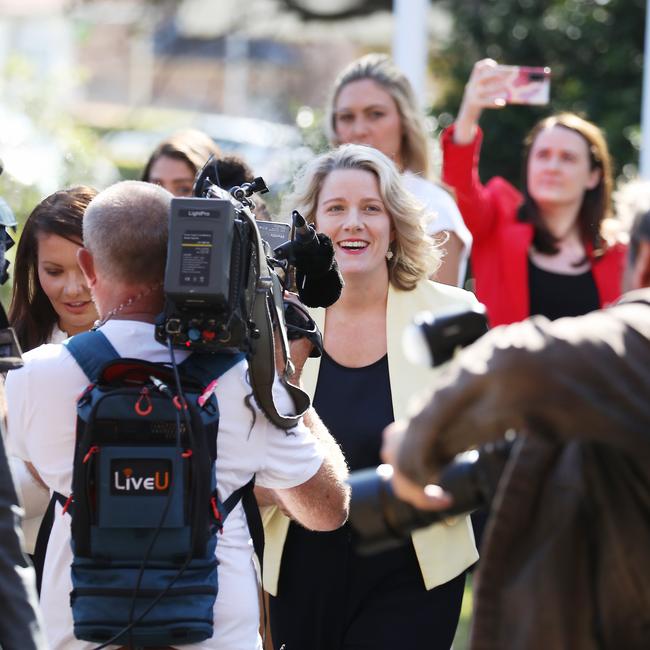 Home Affairs Minister Clare O Neil enters Fairfield council chambers. Picture John Grainger