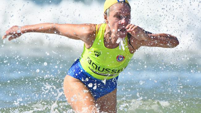 Not everyone is in their teens in surf lifesaving with the Masters one of the most popular competitions at the 2021 Aussies on the Sunshine Coast. Pic: HarvPix