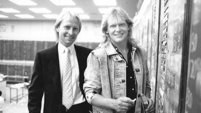 John Farnham (left) and longtime manager Glenn Wheatley in a still image from the documentary John Farnham: Finding The Voice. Picture: supplied