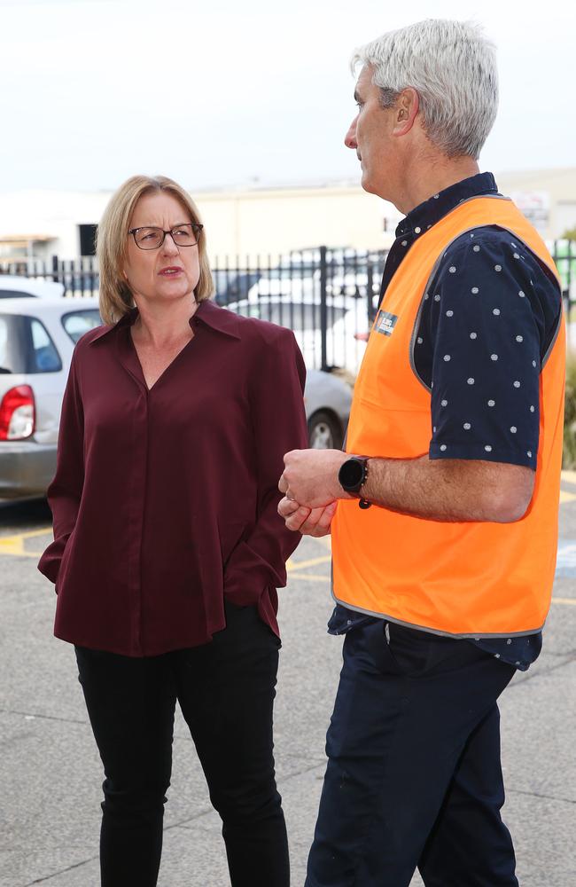 Jacinta Allan talks to Andrew Schauble. Picture: Alan Barber