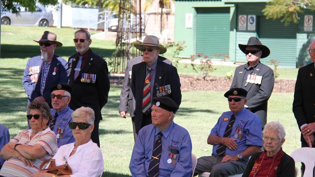 Veterans proudly display their medals at the 54th Long Tan Day Commemorations at Anzac Park, Gladstone. Picture Rodney Stevens