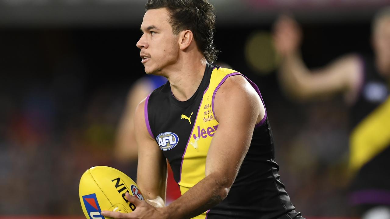 Daniel Rioli of the Tigers in action against Brisbane. Picture: Getty Images