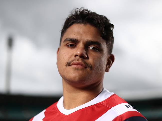 SYDNEY, AUSTRALIA - SEPTEMBER 30: Latrell Mitchell of the Roosters poses during a Sydney Roosters NRL Media Opportunity at the Sydney Cricket Ground on September 30, 2019 in Sydney, Australia. (Photo by Mark Metcalfe/Getty Images)