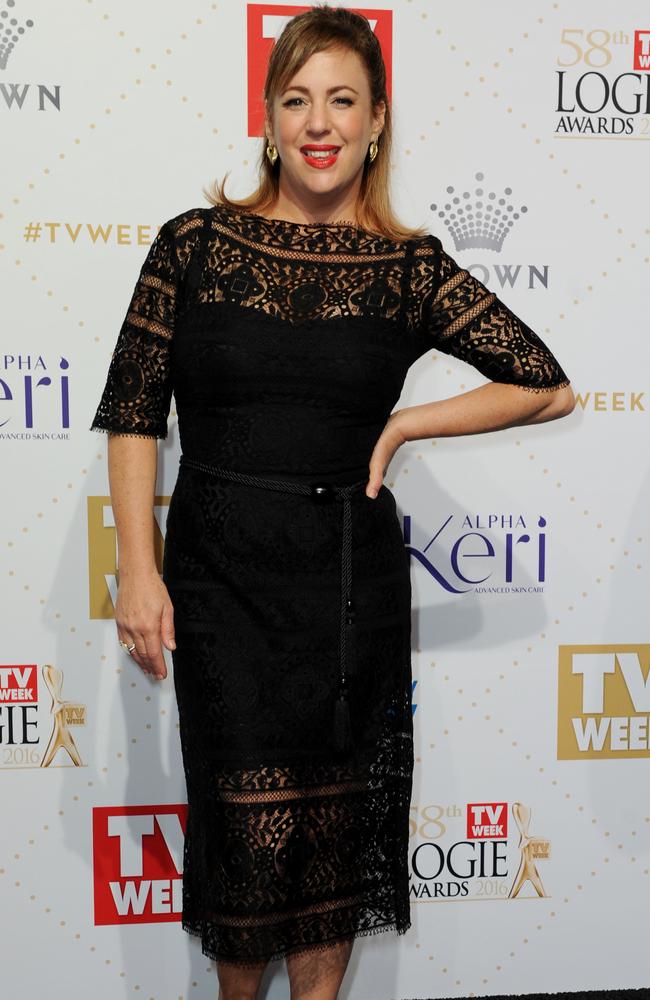 Sacha Horler arrives at the 2016 Logie Awards at the Crown Casino in Melbourne, Sunday, May 8, 2016. (AAP Image/Joe Castro)