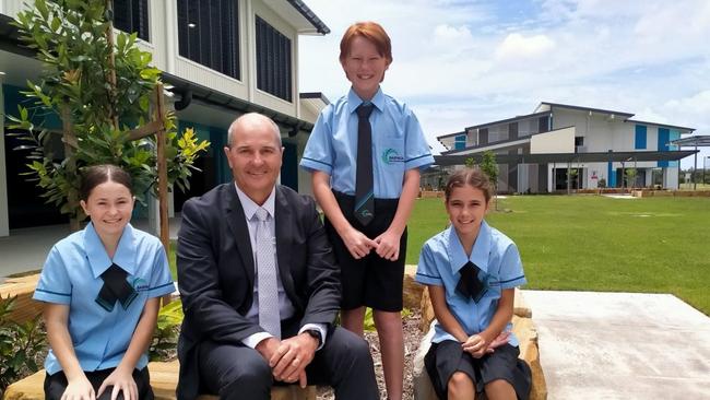 Baringa State Secondary College principal Matt Samson with students.