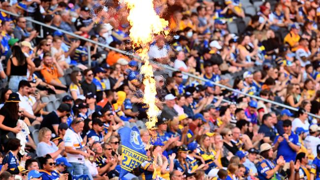 SYDNEY, AUSTRALIA - TelegraphApril 18, 2022: Parramatta V West Tigers crowd reactions. Picture: Jeremy Piper