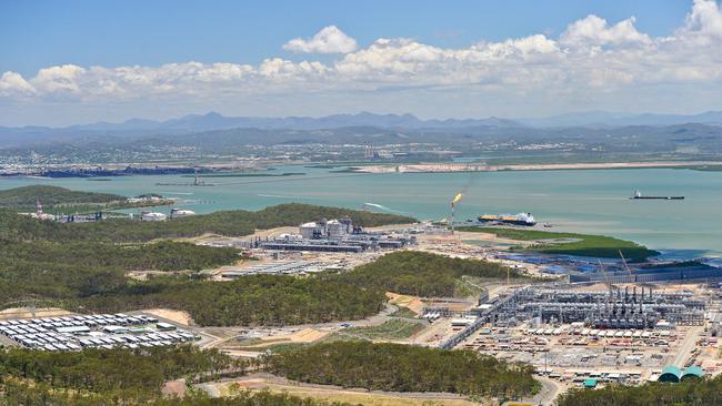 Aerial shot of the LNG proponents on Curtis Island in Quensland.