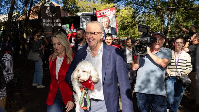 Anthony Albanese was jubilant on polling day. Picture: Jason Edwards / NewsWire