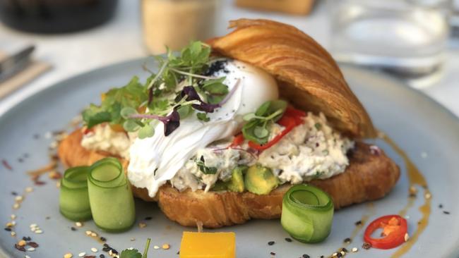 The crabmeat croissant from Redfern cafe Henry Lees. Picture: Sally Coates