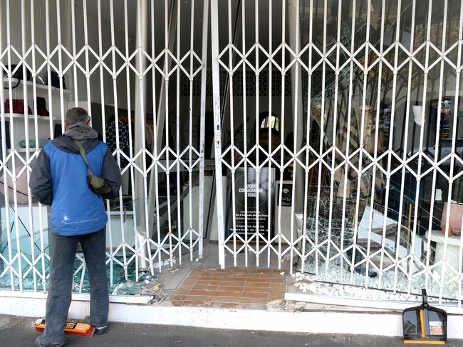 MELBOURNE, AUSTRALIA - NewsWire Photos JUNE 02, 2025: The damaged Luxury Consignment Store on Carpenter Street Brighton after it was ram raided early this morning. Picture: NewsWire / Andrew Henshaw
