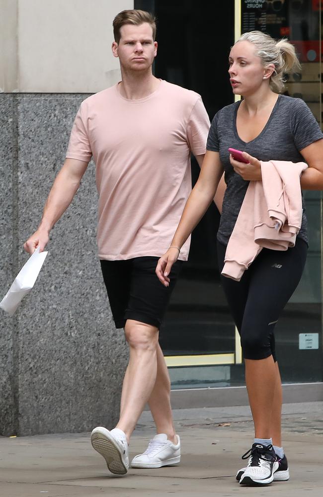 Steve Smith and Dani Willis wander the streets of London as they enjoy some time together before the Second Test. Smith was allowed a break after scoring a century in each innings of the First Test. Picture: Ella Pellegrini