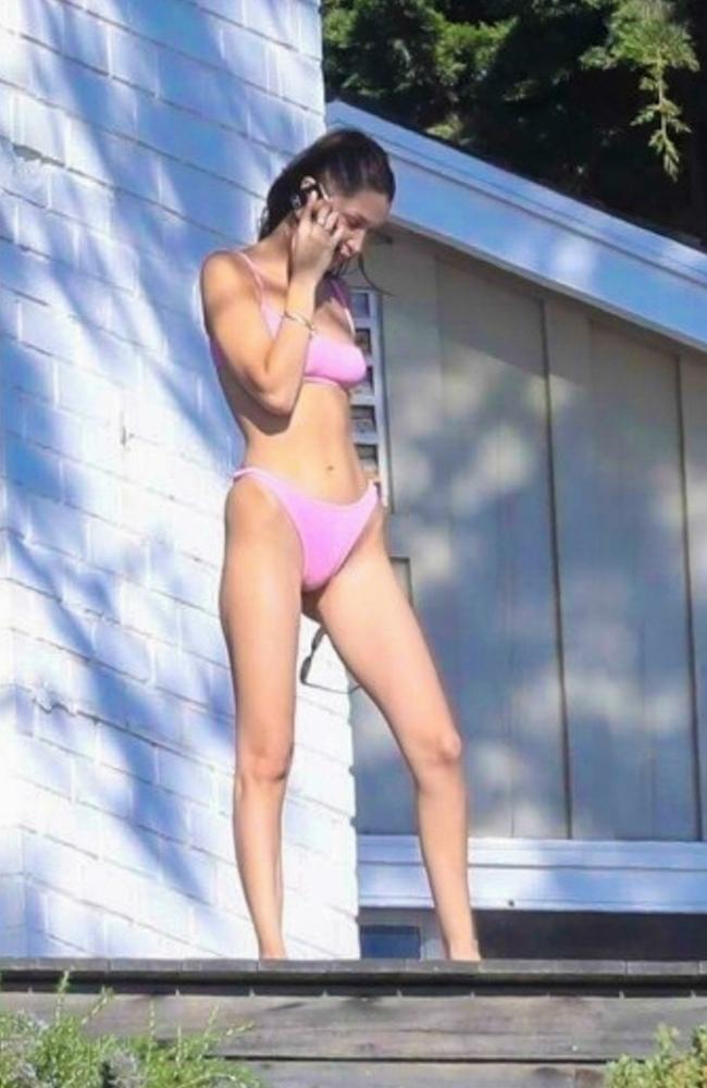 Bella Hadid Model Flaunts Her Swimsuit Body In Pink Bikini In Malibu The Advertiser 0027