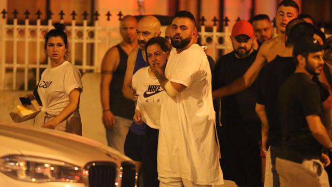 Abbas Maghie returned to the scene where his father was shot dead, still wearing his hospital gown and bleeding from the wound he sustained. Picture: Wayne Taylor