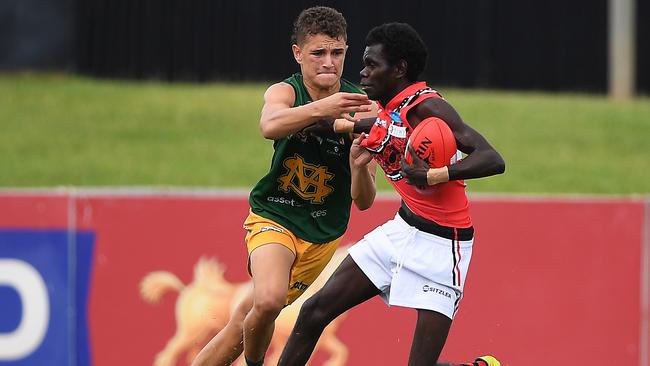St Mary's won against the Tiwi Bombers in Round 3 of the NTFL Men's Premier League. Picture: Felicity Elliott/AFLNT Media