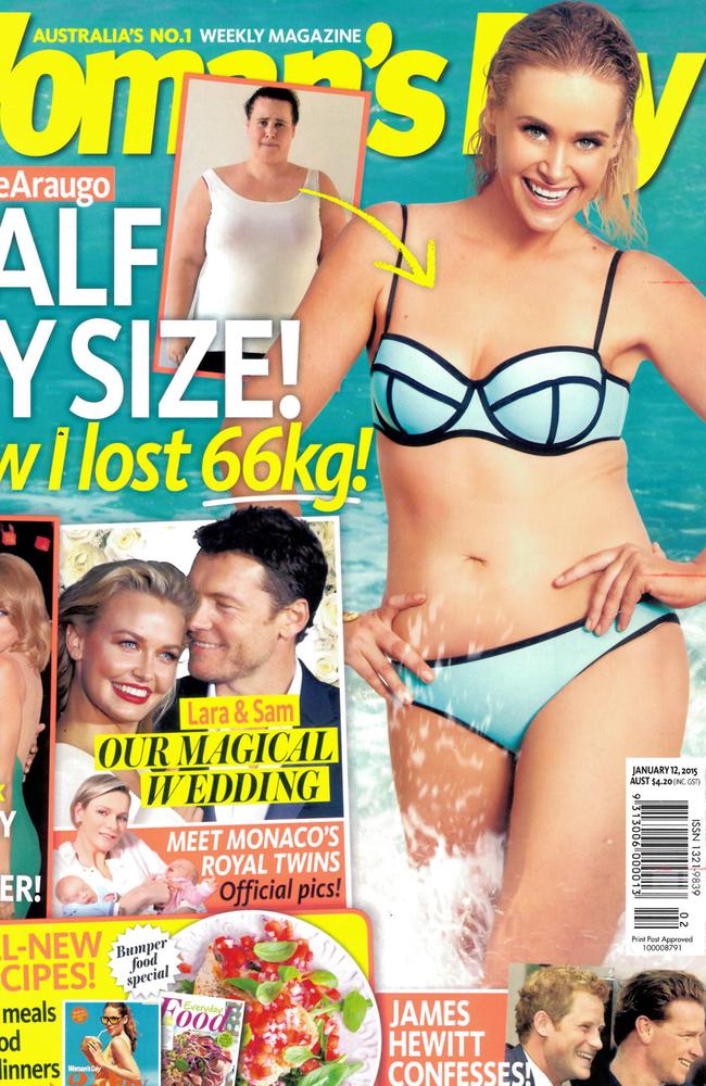 Kate DeAraugo poses in a pale blue two-piece on the cover of Woman's Day. Picture: Woman’s Day