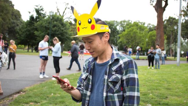 A Pokemon GO meeting in Carlton Gardens. Picture: Andrea Thiis-Evensen