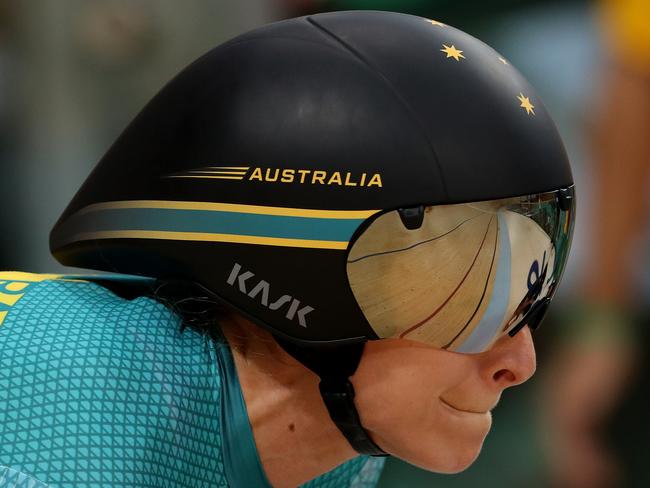 Annette Edmondson in action during the 500m time trial in the Women's Omnium where she finished top of the table at the Rio Olympics 2016 track cycling at the Rio Olympic Velodrome. Picture: Adam Head