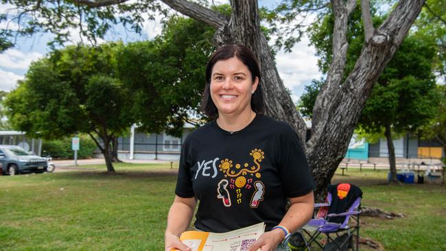 VOICEREF23 Chief Minister Natasha Fyles for the Referendum on The Voice at Nightcliff middle school polling station, in Nightcliff, NT. Picture: Pema Tamang Pakhrin