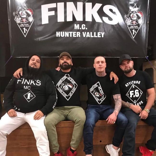 Finks Hunter Valley members inside their clubhouse. Picture: Instagram.com/Finks.MC