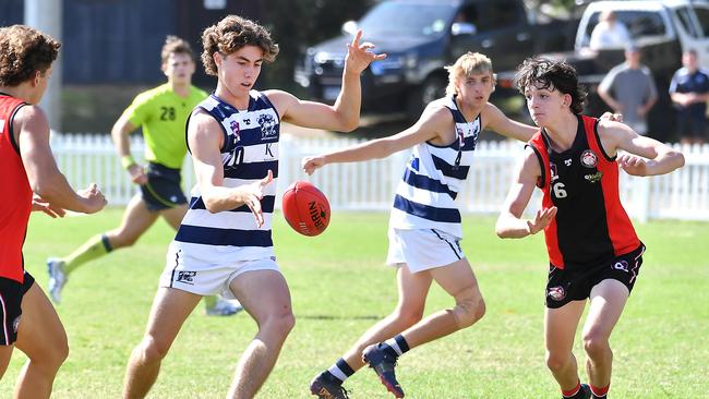 Broadbeach player Charlie Corke QAFL colts match between Redland-Victoria Point and Broadbeach. Saturday April 22, 2023. Picture, John Gass