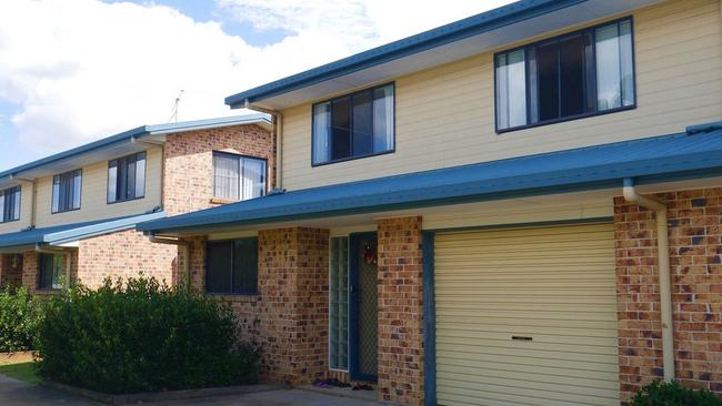 Kingaroy, the largest town in the region, saw an increase in land value more than 34 per cent. Pictured a row of townhouse on Haly Street.