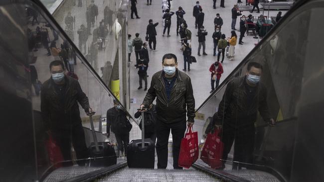 Passengers in Wuchang railway station in Wuhan, Hubei Province, China.