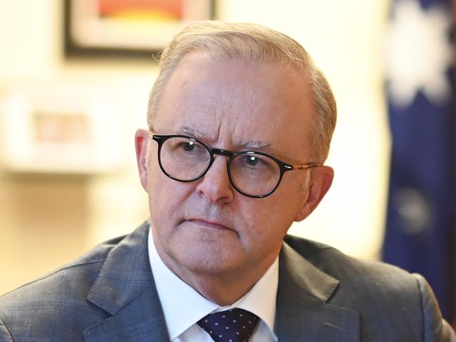 CANBERRA, Australia, NewsWire Photos. May 13, 2024: Prime Minister Anthony Albanese with the 2024-25 Budget papers in his office Canberra ahead of the 2024 Federal Budget. Picture: NCA NewsWire / Martin Ollman