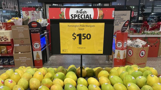 Mangoes on sale at New Farm Coles in Brisbane this week.